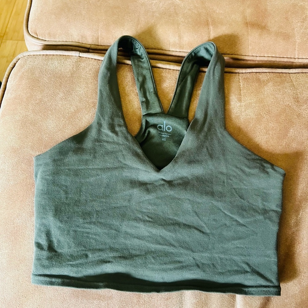 ALO Yoga Deep Green Sports Bra Size XS
